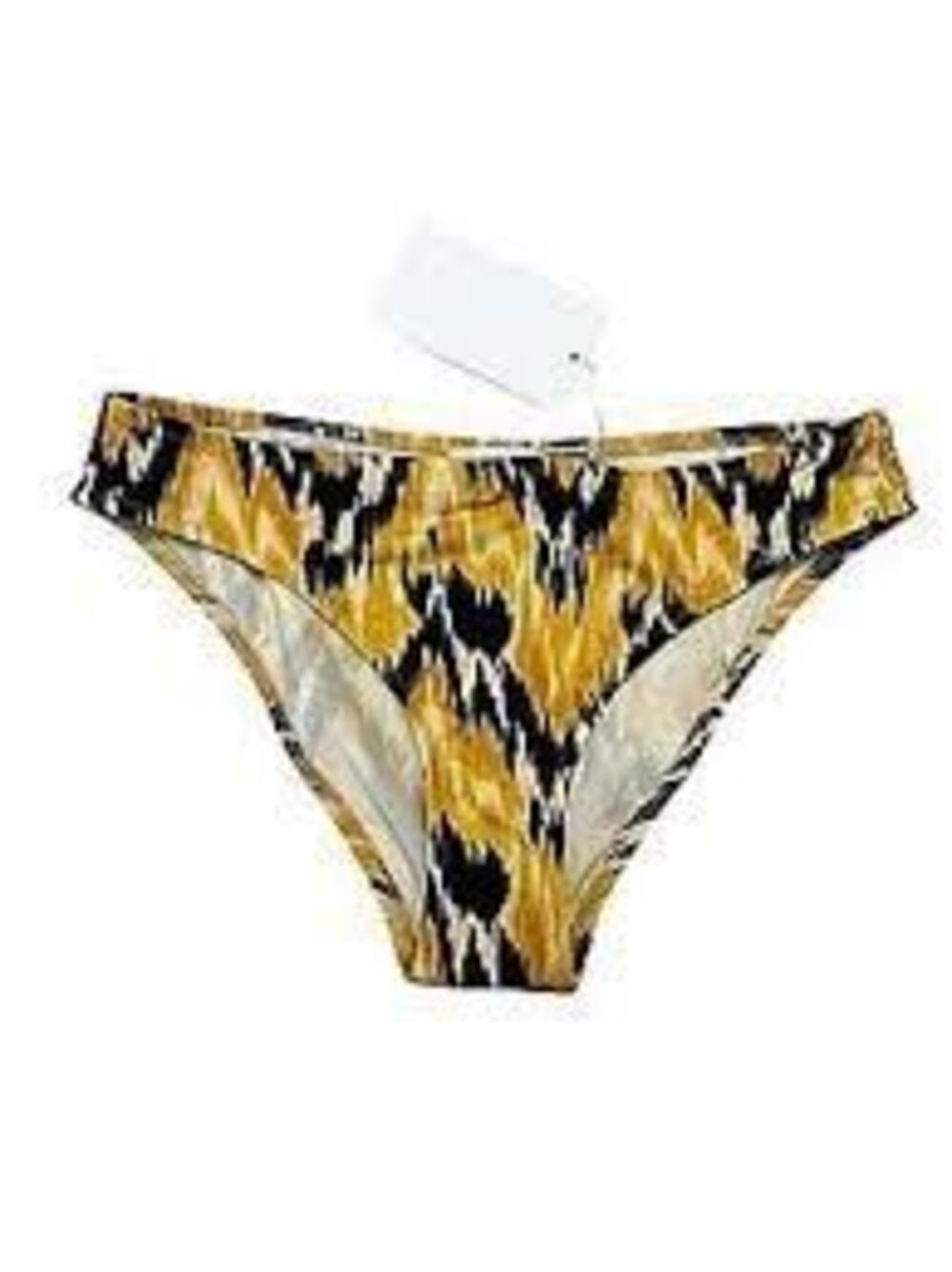 Ulla Johnson Monterrey Bikini Bottom Yellow Black Solara Ikat Print Size L NWT